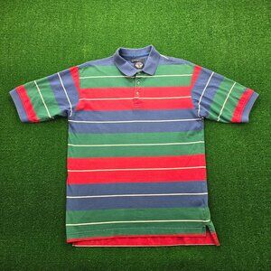 Dockers Polo Shirt Men Large Striped Short Sleeve Vintage 90s Golf Preppy Casual